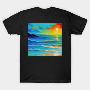 Beautiful Sunrise Oil Painting - Natural Beauty T-Shirt